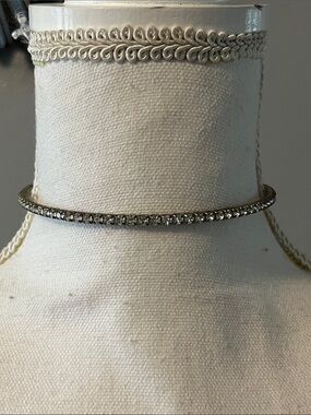 Cache Silver Crystal Pavé Choker Necklace